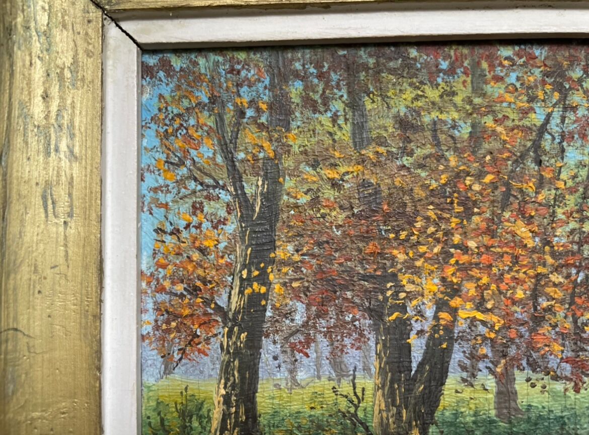 Old painting, river landscape signed M.Bonvin