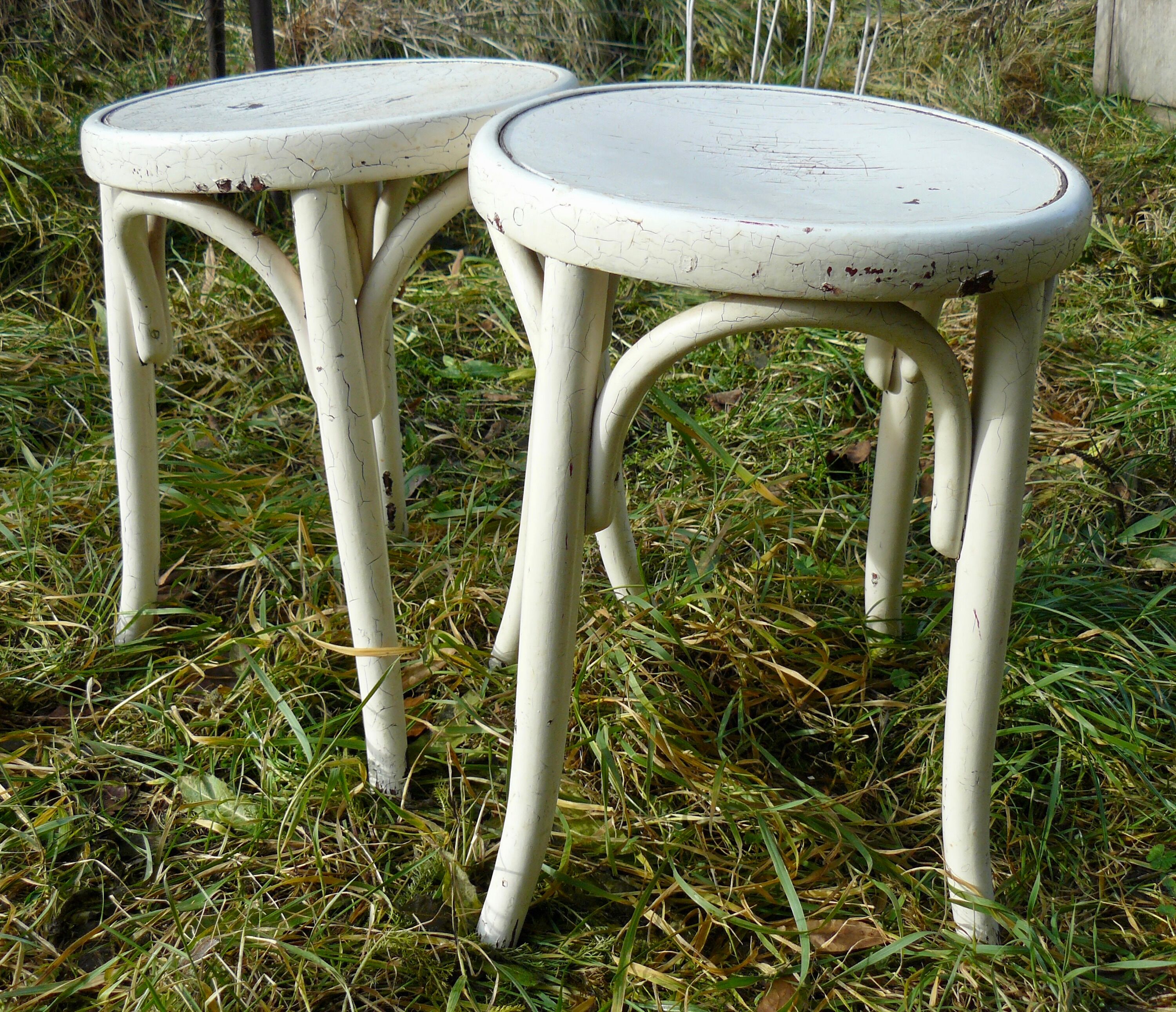 Paire de tabourets bistrots fischel bois courbé