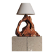 Sculptural lamp made of olive wood, around 1960.