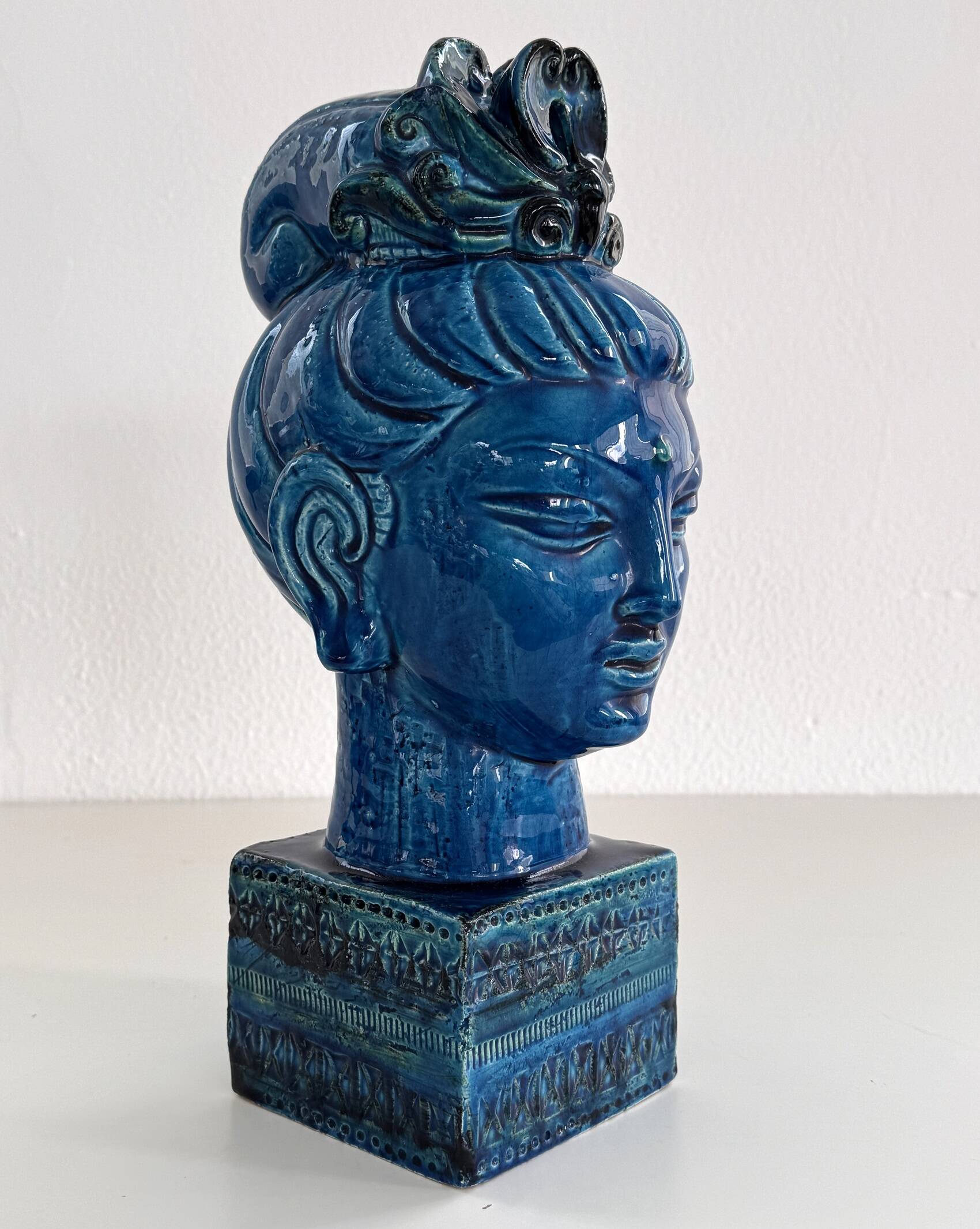 Aldo Londi for Bitossi Kwan Yin Buddha Rimini Blu, Italy, 1970s