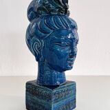 Aldo Londi for Bitossi Kwan Yin Buddha Rimini Blu, Italy, 1970s