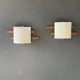 Pair of teak wall lights