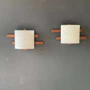 Pair of teak wall lights