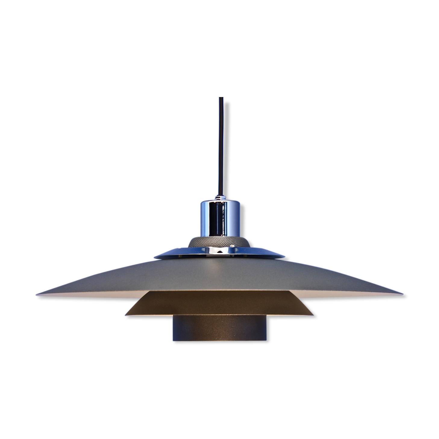 Danish hanging lamp in grey / anthracite metal, 1980s