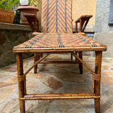 Chaise longue rotin et osier vintage avant-guerre