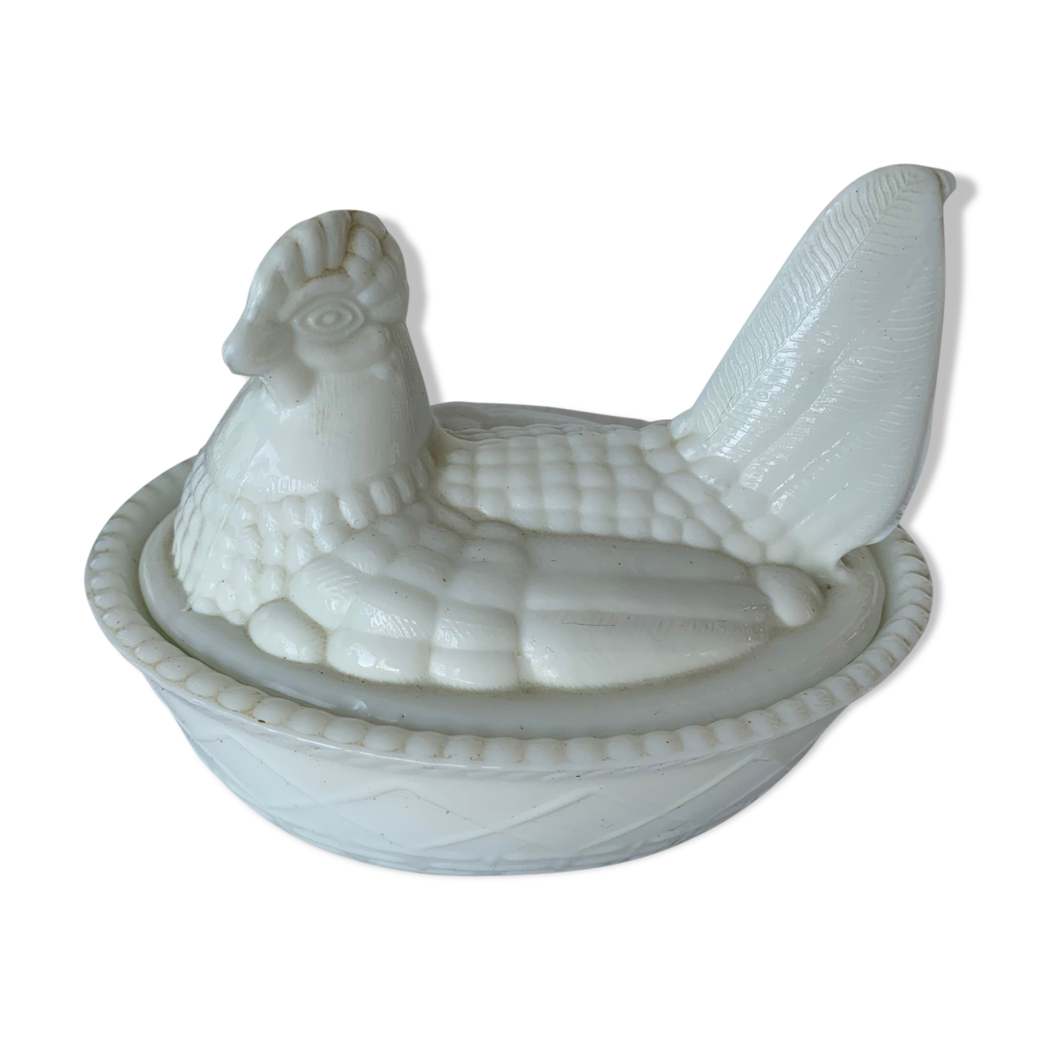 Terrine hen in white ceramic