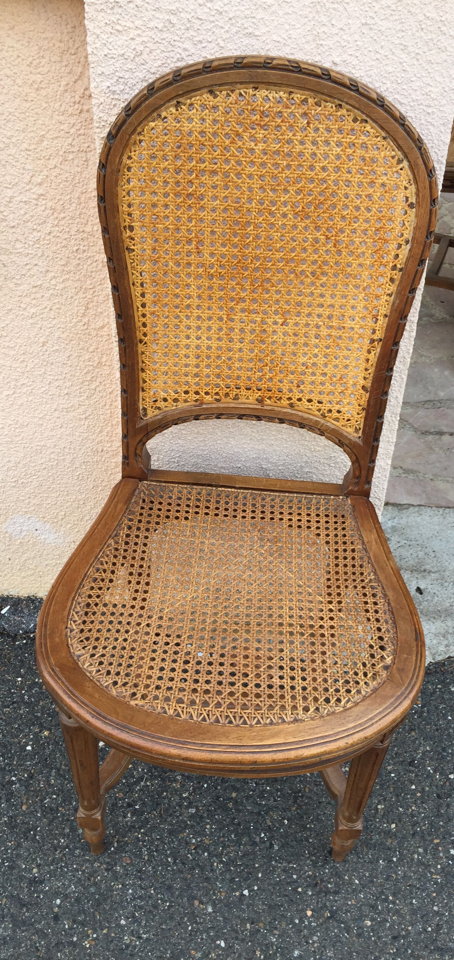 Set of 5 wooden chairs cane