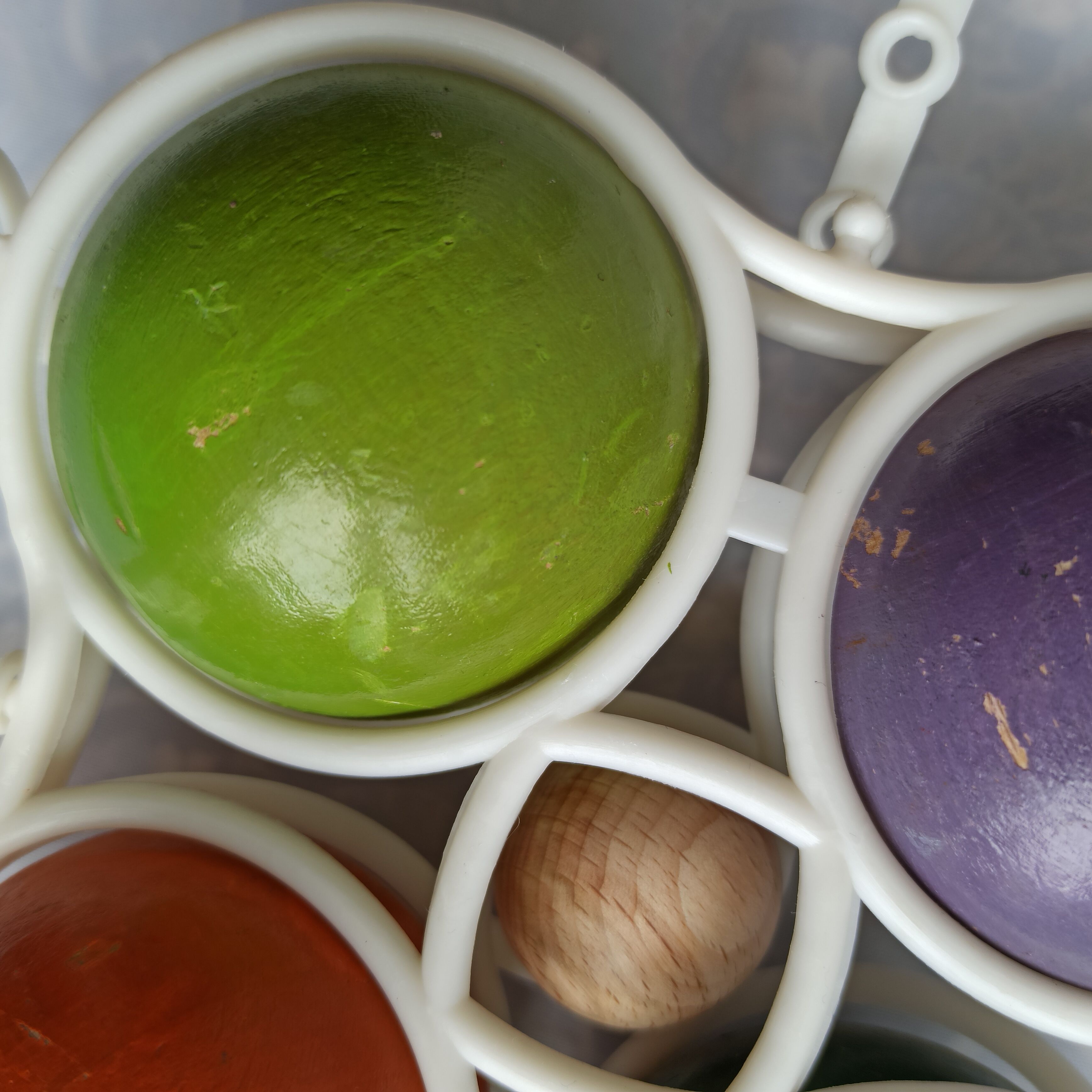 Vintage Jura multicoloured wooden petanque