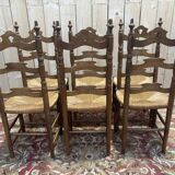 Série de 6 chaises paillées haut dossier