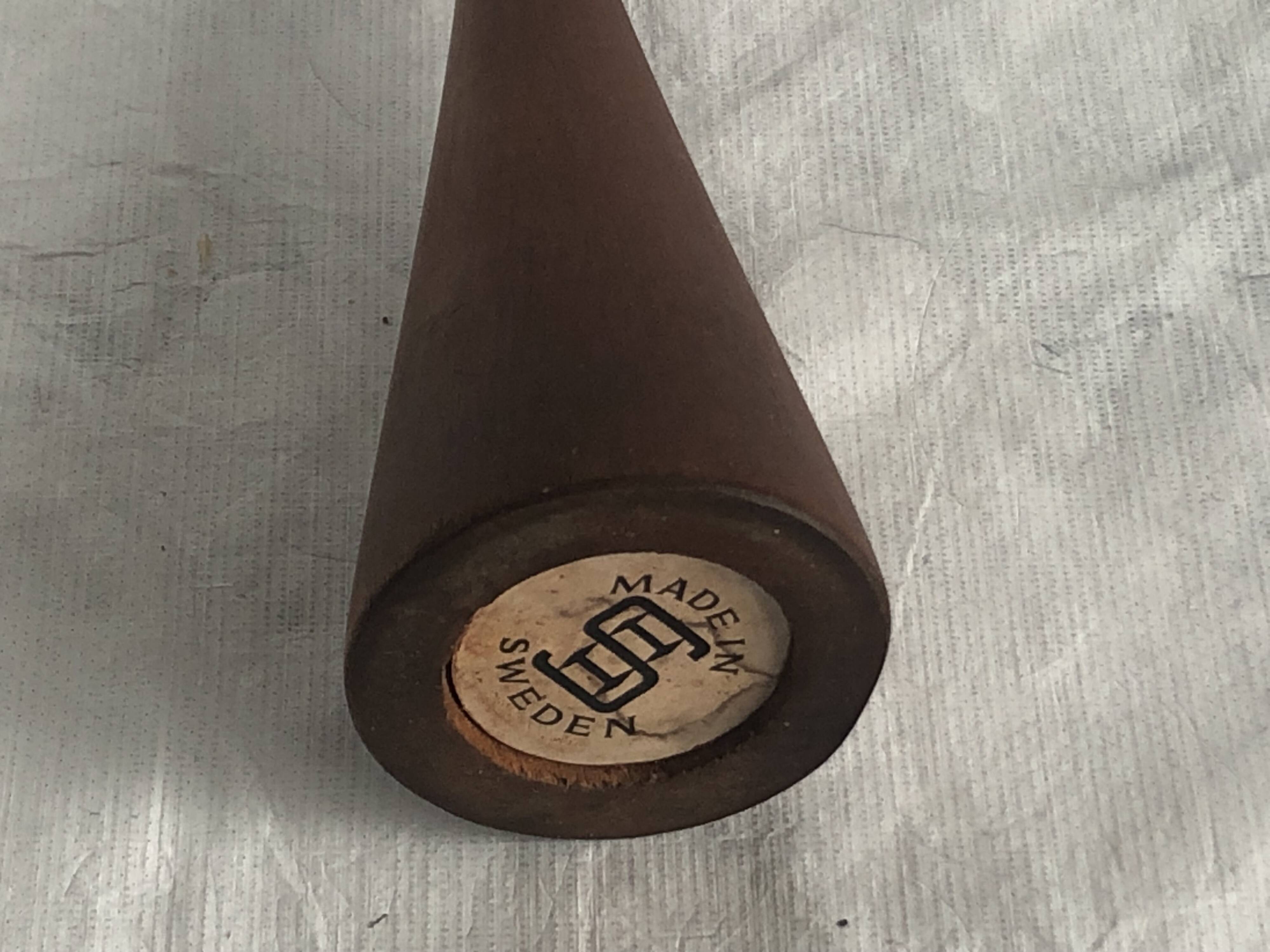 Vintage stained birch wood candle holder, Scandinavian design