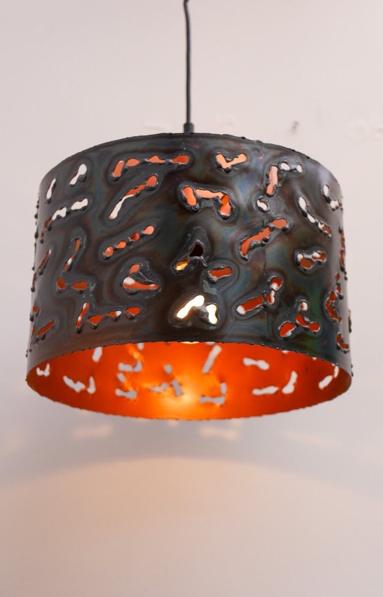 Brutalist copper pendant lamp from Boréns, 1970s