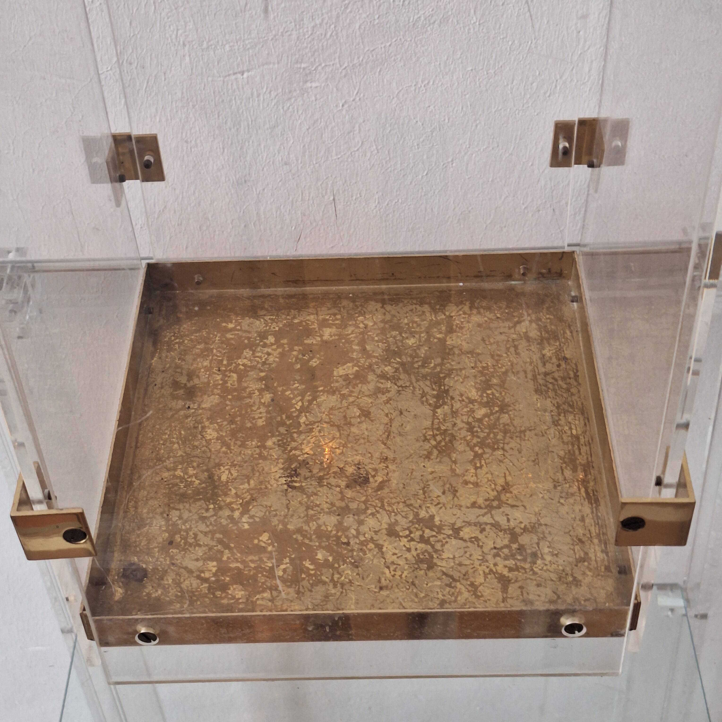 Fontana Arte inspired lucite / acrylic and brass umbrella stand, 1970s