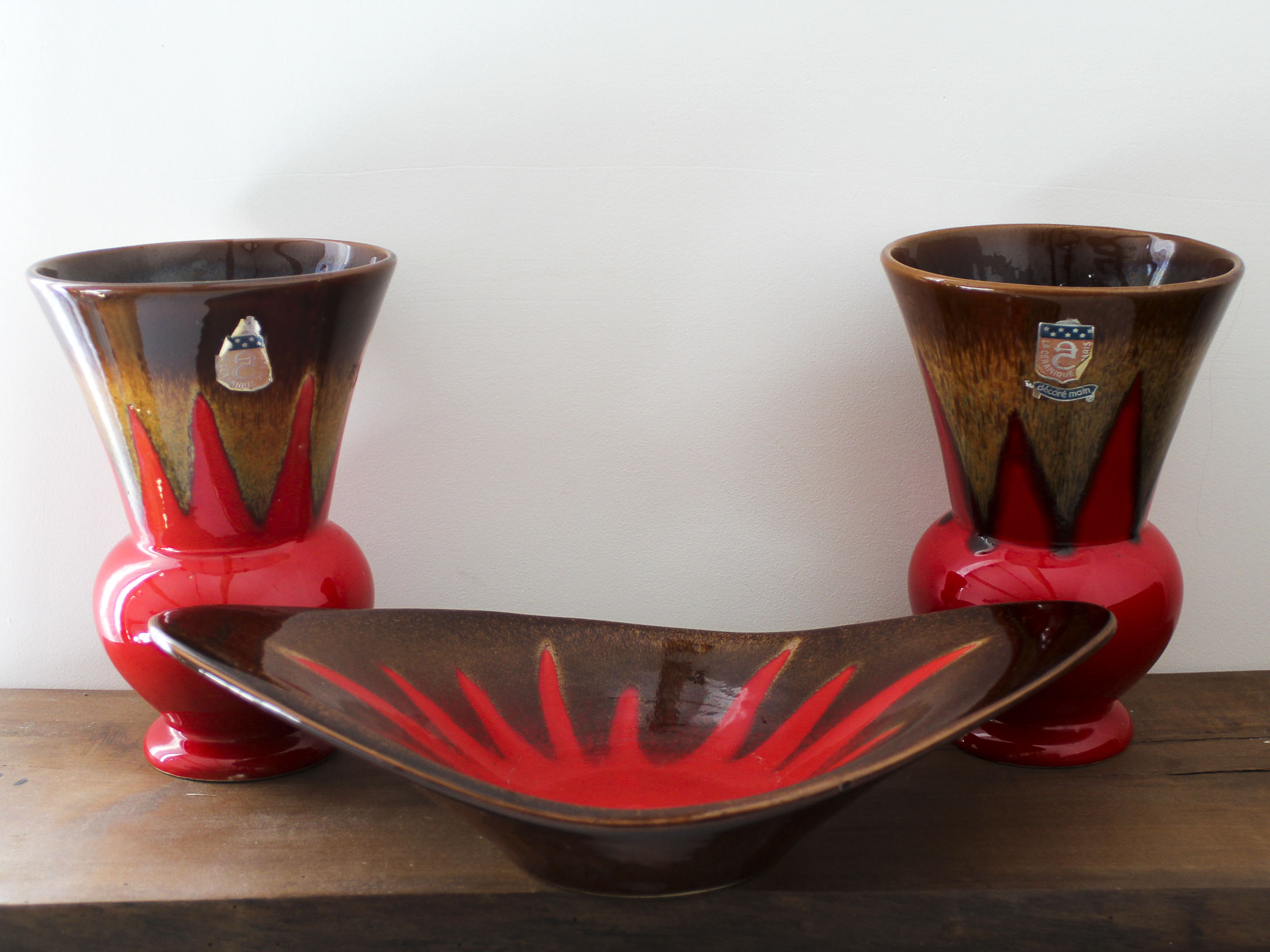 Pair of vases and empty pocket Céramique de Paris