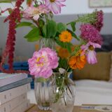 Arque crystal vase engraved flowers France