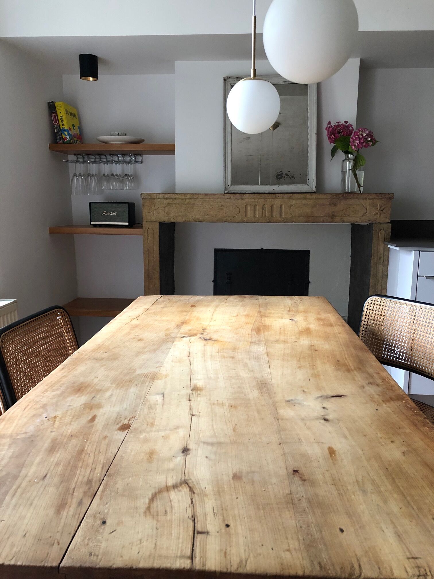 Solid wood farmhouse table