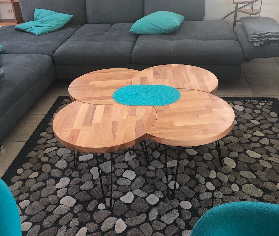 Industrial-style solid wood modular coffee table