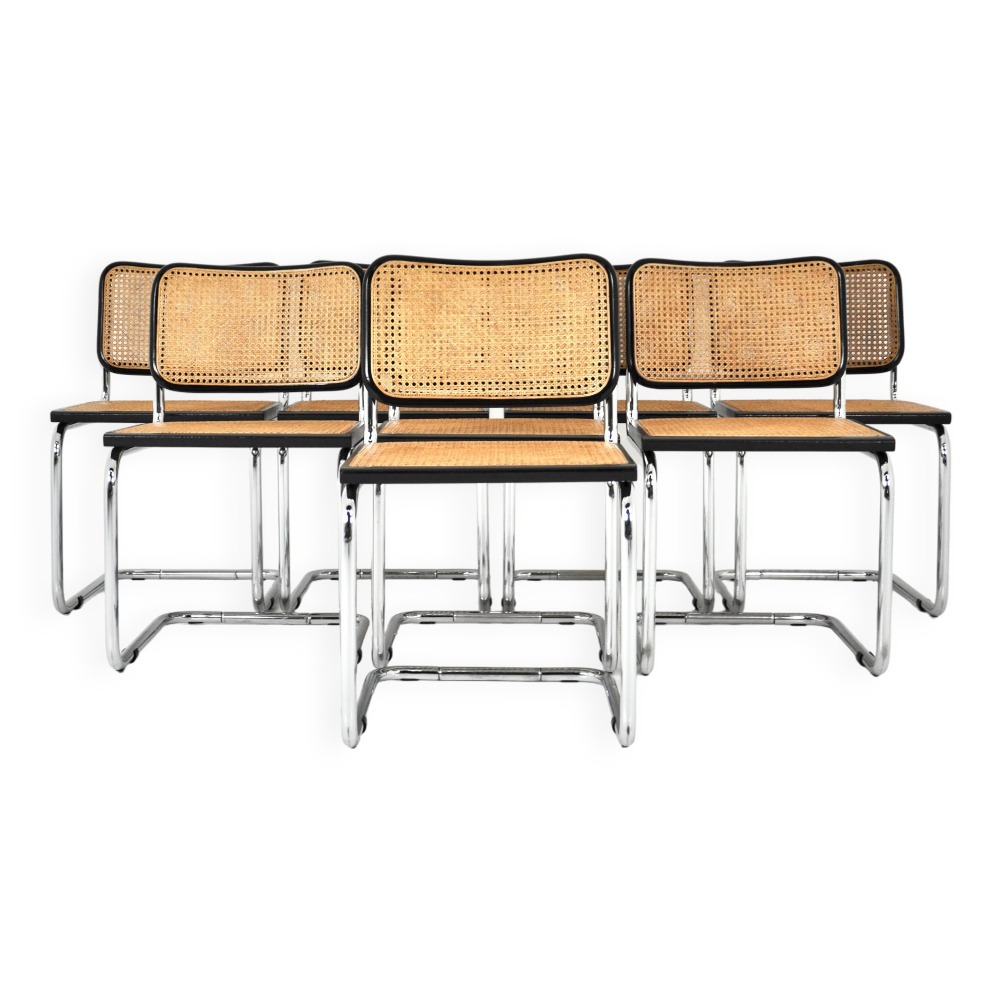 Set of 8 Style B32 dining room chairs by Marcel Breuer