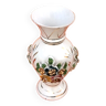 Vase balustre  céramique blanche avec dorure décor floral, 1970