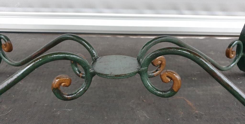 Neo-classical green laqué iron and gold mirror tray 1940
