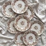 8 assiettes à dessert en terre de fer « Epine » Boch Freres Keramis (BFK)