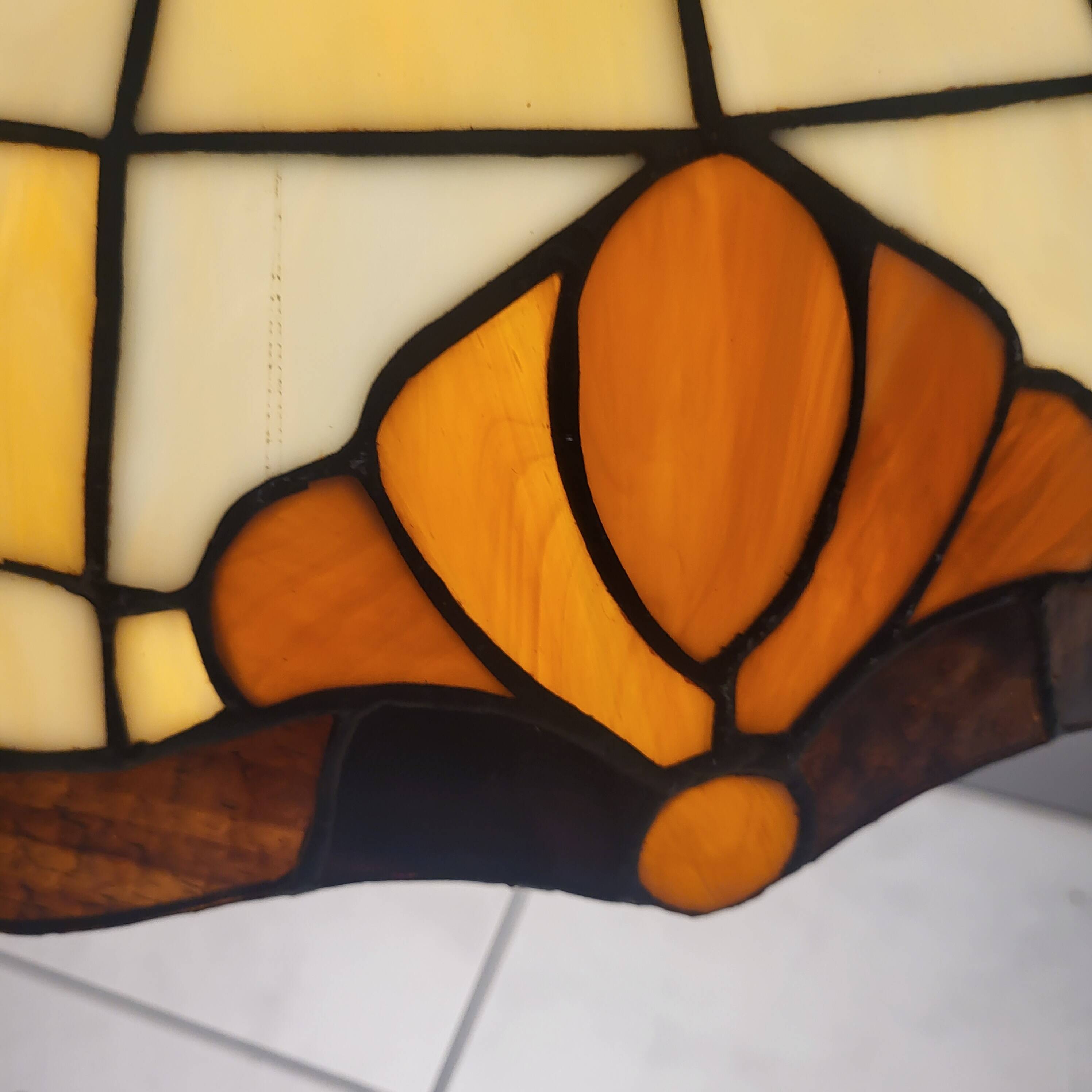 Tiffany-style stained glass pendant, vintage Honsel Germany