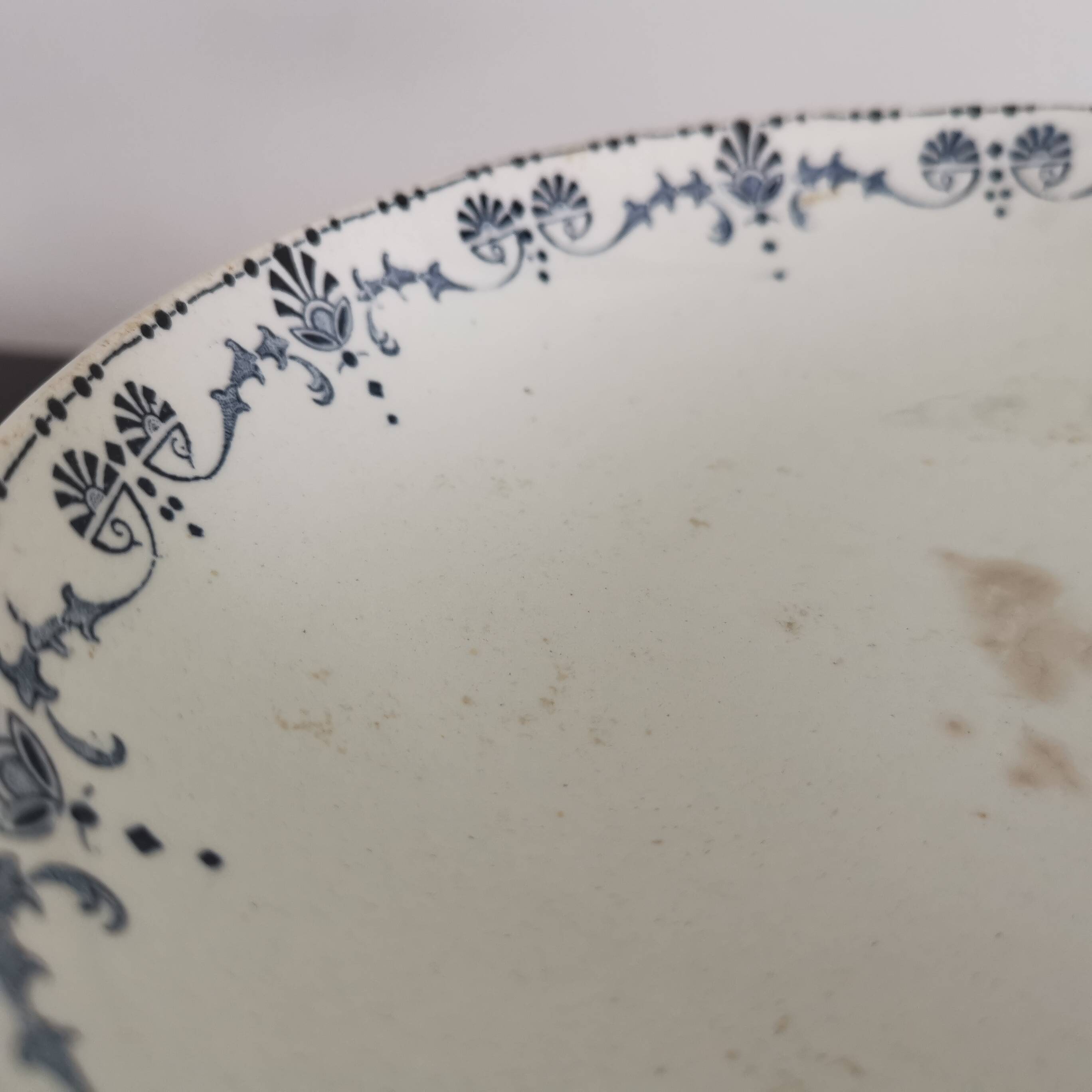 Old compote bowl Terre de Fer Opaque Porcelain from Gien "Etruscan" model