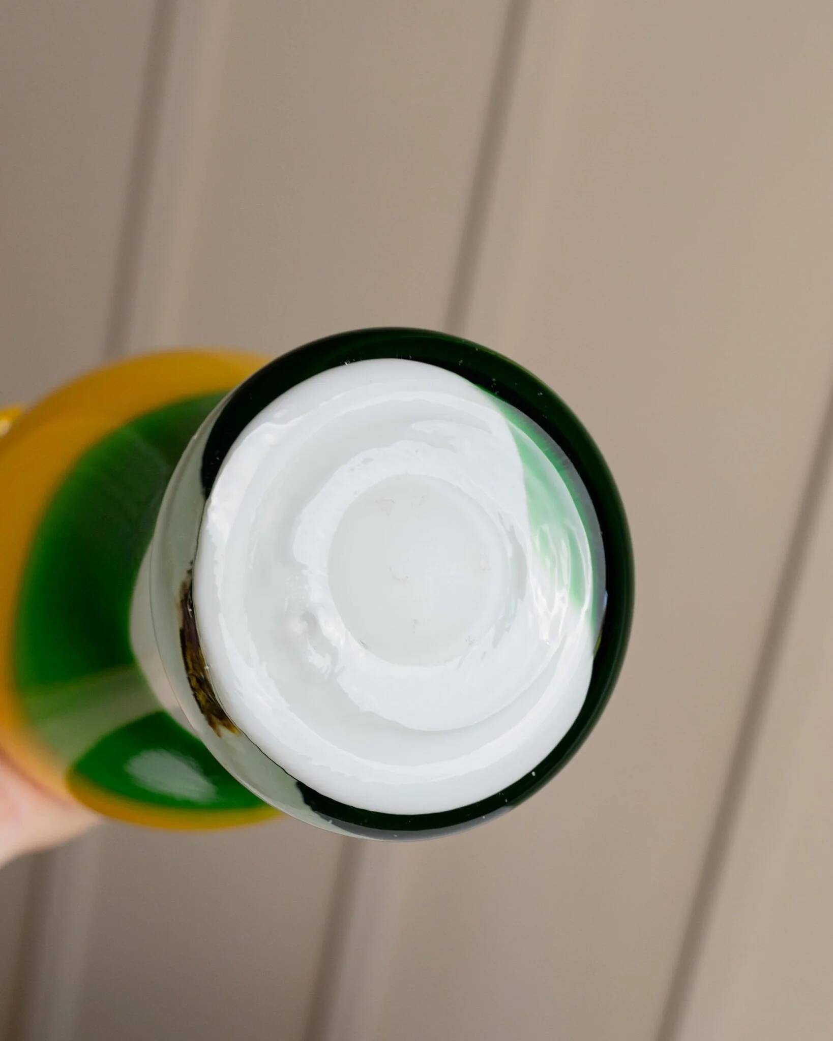 Vintage Murano Glass Fenton Vase in Multicolor Yellow, White & Green, Flashed Glass – Italy 1970s