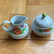 Sugar bowl and milk jug with flowers Hutschenreuther