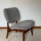 Danish MidCentury Lounge Chair Sheep Skin 50s
