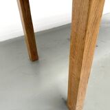 Solid oak farmhouse table, square legs.