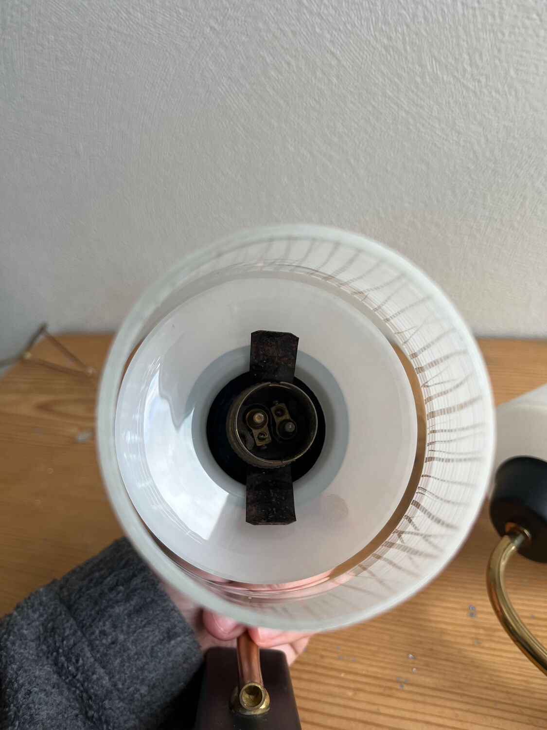 Pair of vintage glass/metal wall lights / circa 1950s 1960s