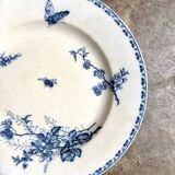Sarreguemines round dish in blue ironstone, "Carmen" service