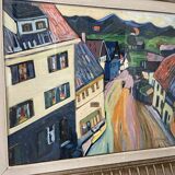 Tableau abstrait d'après Kandinsky Signé Rhode Dacige 1958