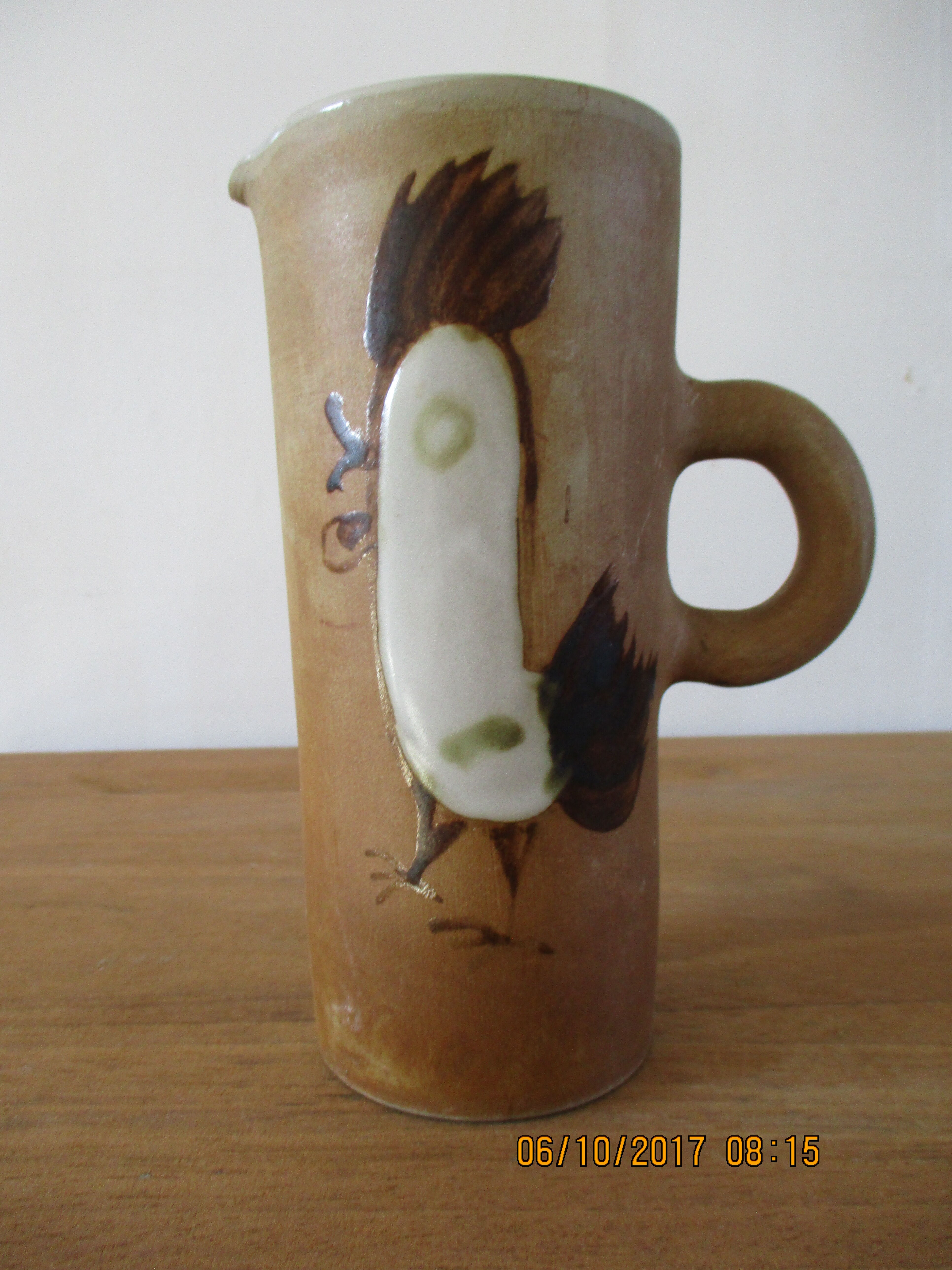 Ceramic jug jug decanter signed La Colombe 70s