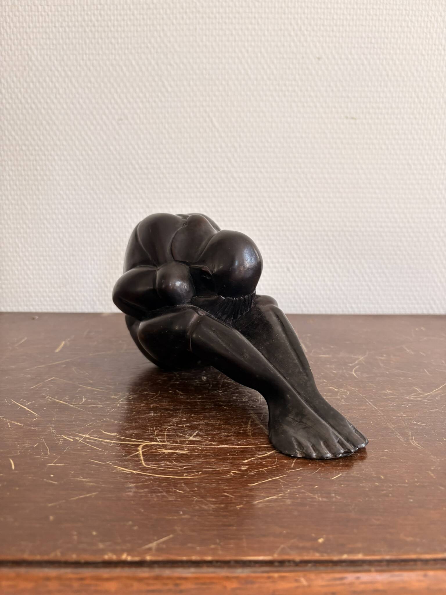 Ancient Atlas Statue Bandung Indonesia Art Deco Dense Ironwood Java