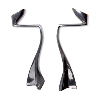 Pair of Swan candlesticks by Matthew Hilton, England, 1980