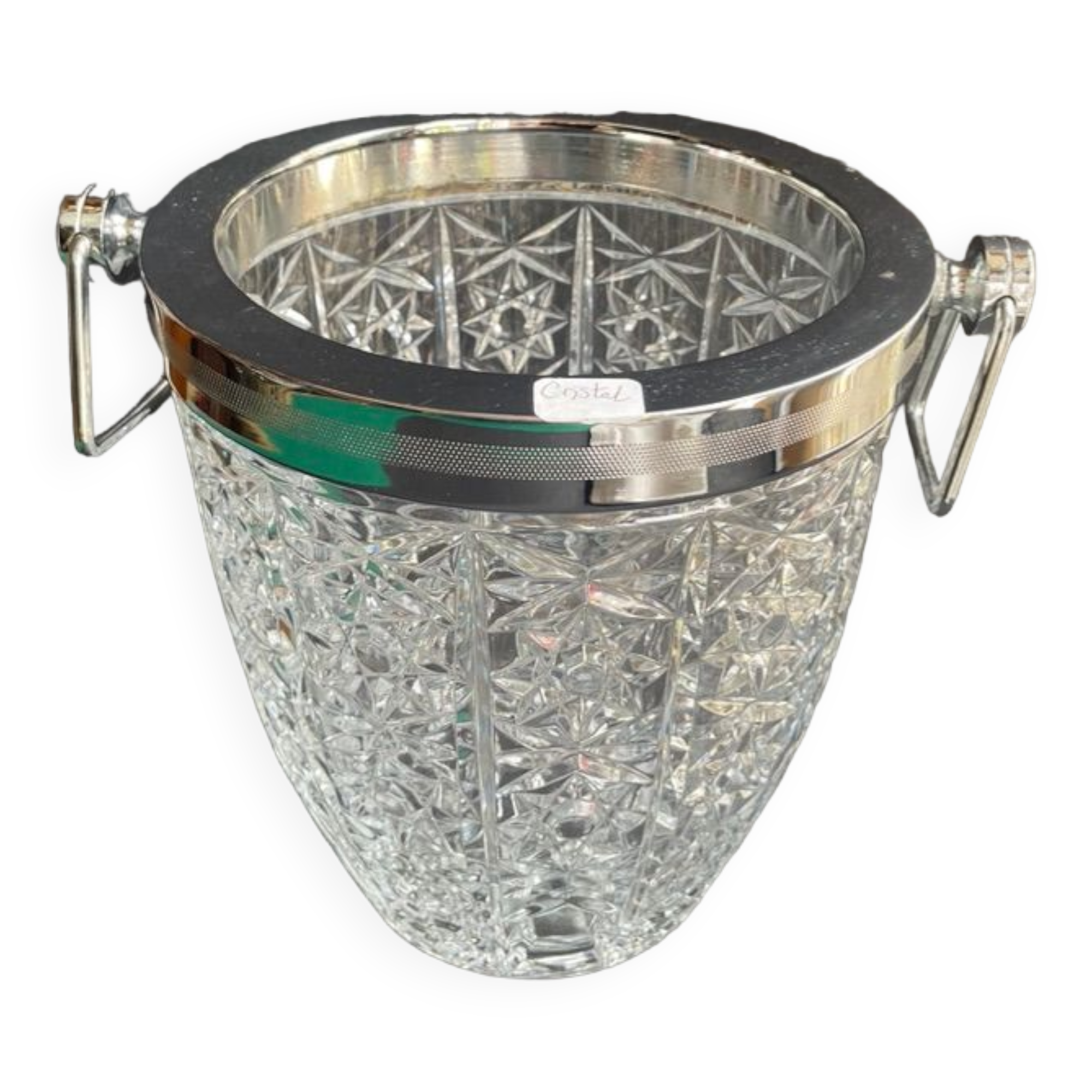 Crystal and chrome metal cooling bucket