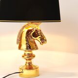 Sculptural Hollywood Regency table lamp in the shape of a horse from the 1970s.