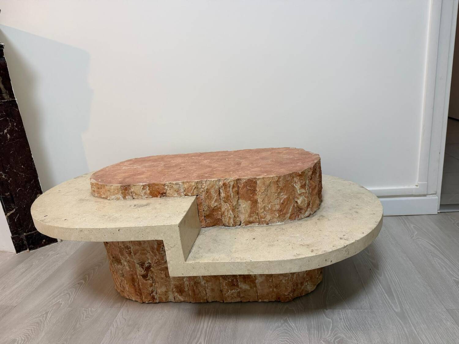 Coffee table in marble and natural stone