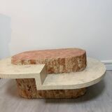 Coffee table in marble and natural stone
