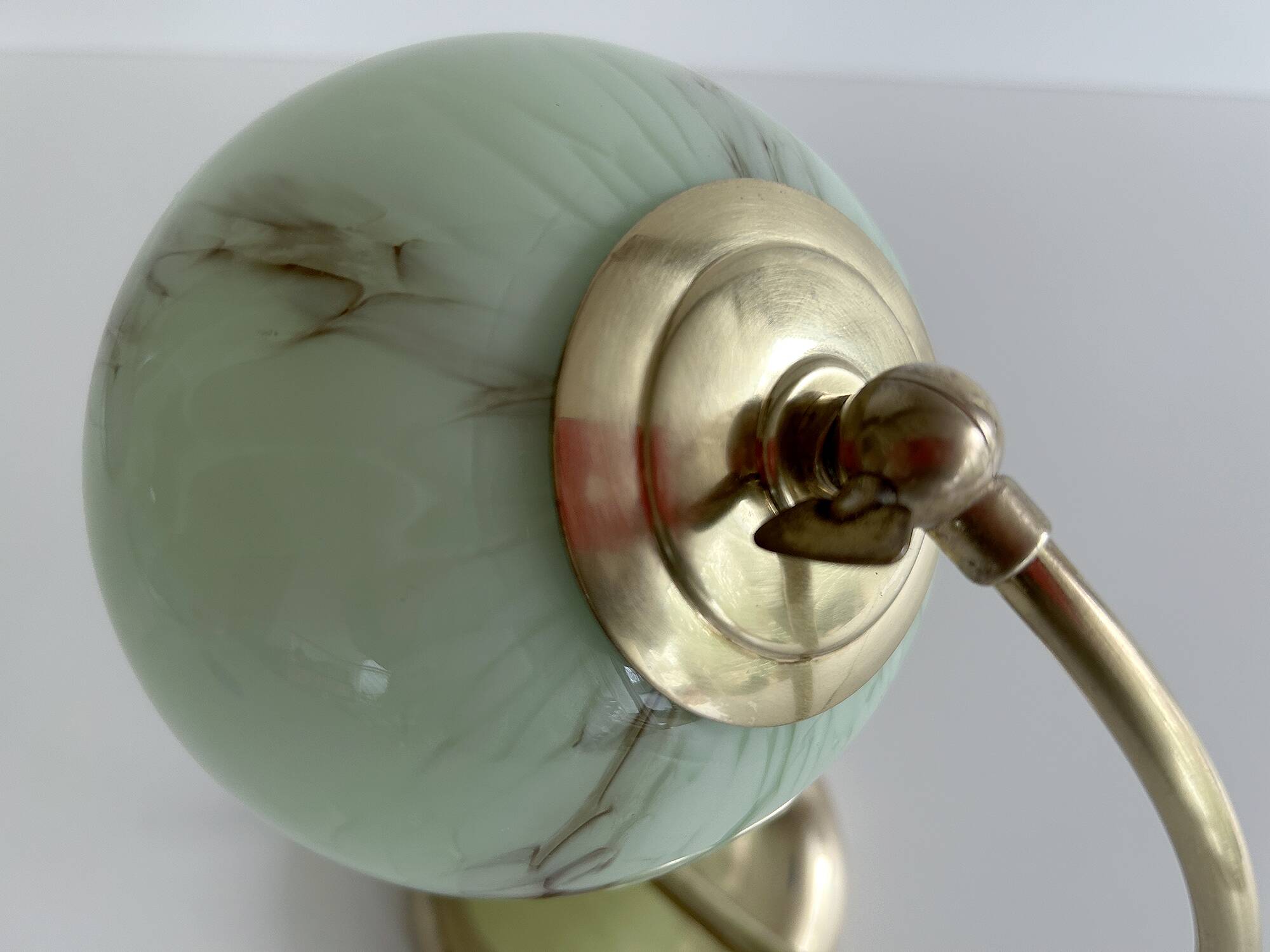 Art Deco Lamp Green Glass Brass