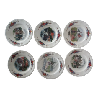 6 plates dessert H.Loux Sarreguemines Obernai