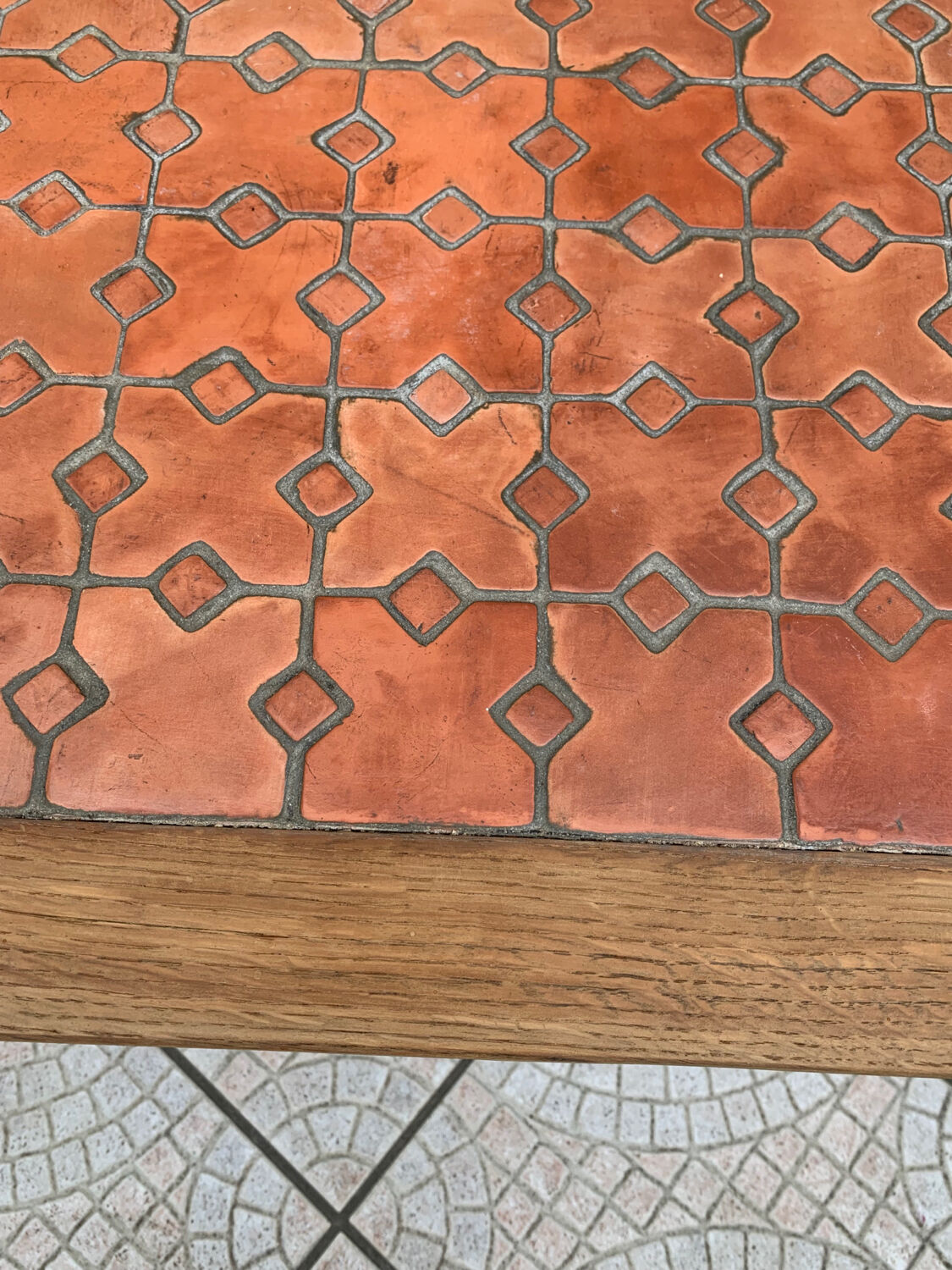 Wooden coffee table and tiles
