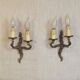 Elegant Vintage French Bronze Double Wall Sconces with Acanthus Leaf Detail 5111