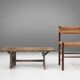 Banc en bois massif gris industriel, France, années 1890.