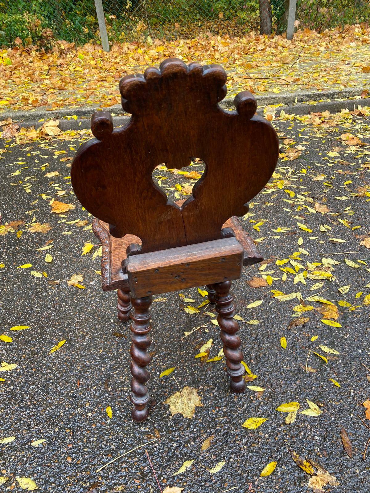 19th-century Renaissance carved oak desk with chair