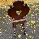 19th-century Renaissance carved oak desk with chair