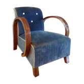 Art Deco armchair in blue velvet