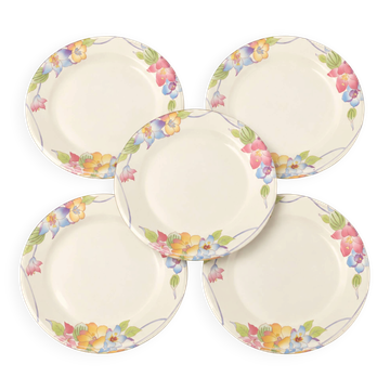 Lot de 15 assiettes à décor floral pastel