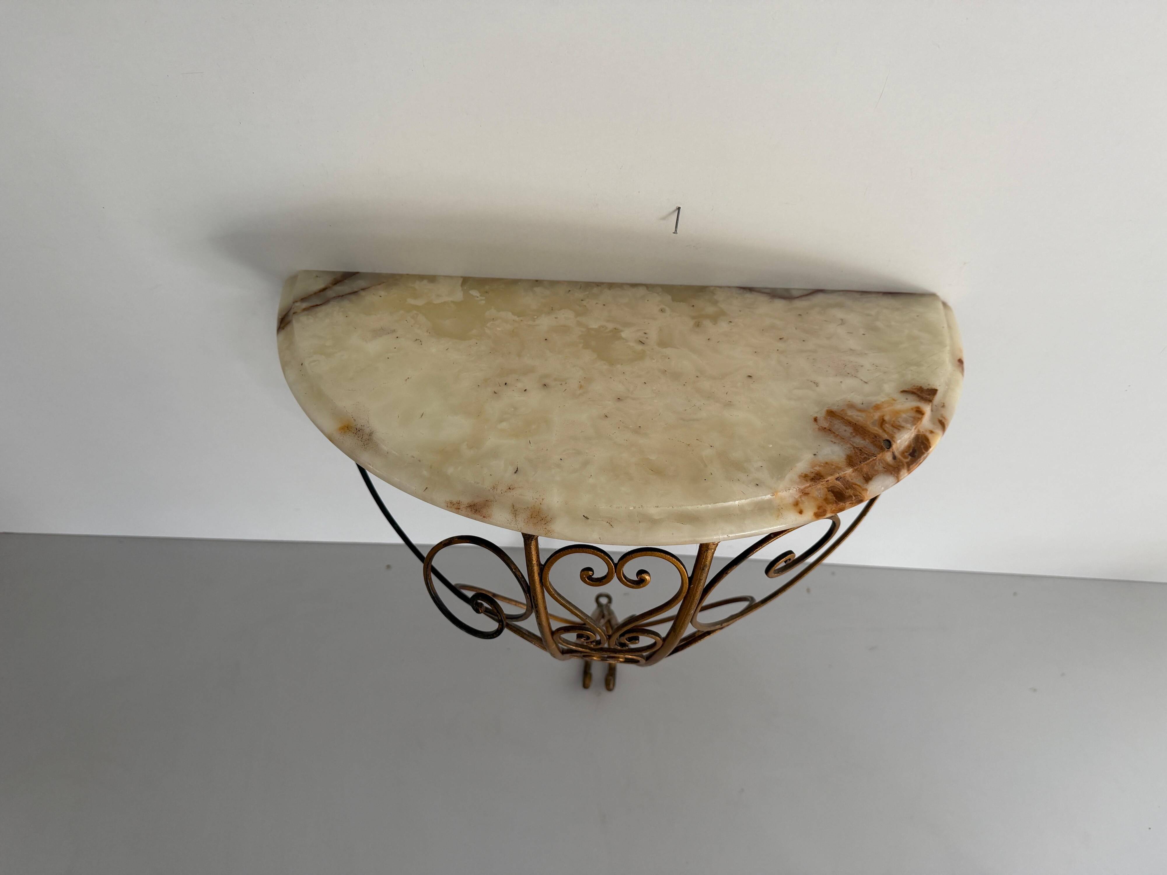 Mid-century floating wall console in wrought iron, 1950, Italy